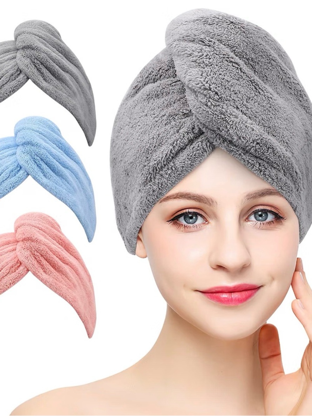 2-Pack Microfiber Hair Towel Wraps – Blue & Pinkish Orange